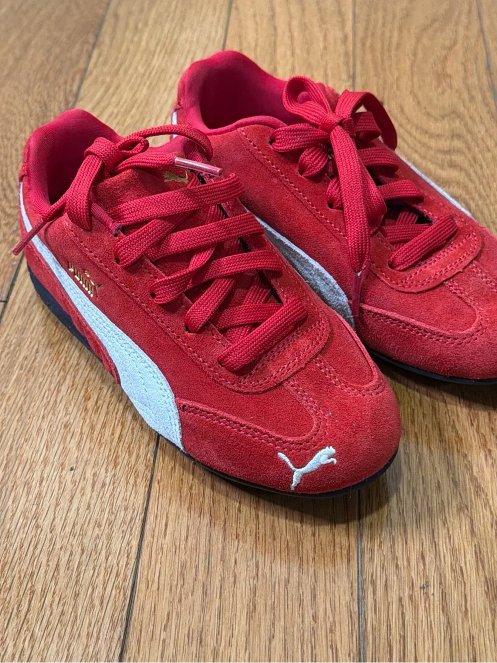 Kid Size 1C PUMA Speedcat OG Athletic Shoe -Red / White.